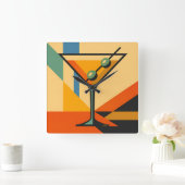 Horloge Carrée Mid Century Modern Sunrise Bauhaus Martini (Maison)