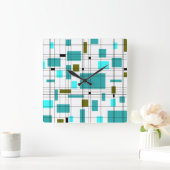 Horloge Carrée Midcentury grid (Maison)