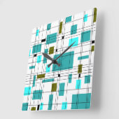 Horloge Carrée Midcentury grid (Angle)