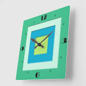 Horloge Carrée Midcentury layered squares - jade green (Angle)