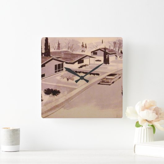 Horloge Carrée Midcentury Modern Architecture (Maison)