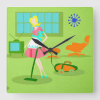 Midcentury Modern Retro Housewife Wall Clock