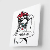 Horloge Carrée Midwife Rosie The Riveter Pin Up (Angle)