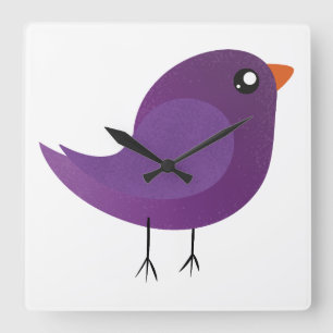 Horloge Carrée Mignons oiseaux pour enfants