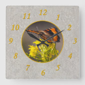 Horloge Carrée Milbert's Tortoiseshell Butterfly Ajouter votre ph (Recto)