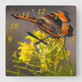 Horloge Carrée Milbert's Tortoiseshell Butterfly Close Up Photo (Recto)