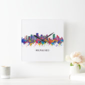 Horloge Carrée Milwaukee Wisconsin Skyline (Maison)