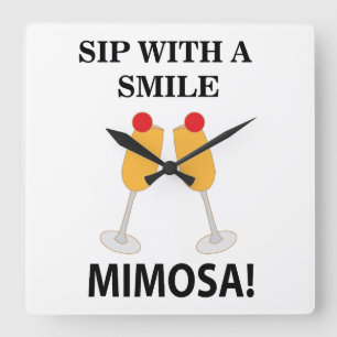 Horloge Carrée Mimosa Sip With A Smile Mimosa
