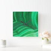 Horloge Carrée Minéral malachite vert brillant (Maison)