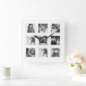 Horloge Carrée Mini moderne 9 grille Matboard noir & blanc photo (Maison)