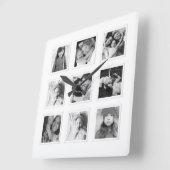 Horloge Carrée Mini moderne 9 grille Matboard noir & blanc photo (Angle)