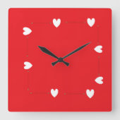 Horloge Carrée Minimal Red Heart Wall Clock – Modern Love Decor (Recto)
