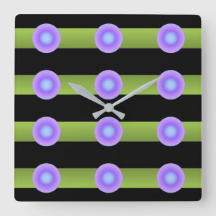 Horloge Carrée Minimalisme Avant-Garde Vert Citron et Indigo