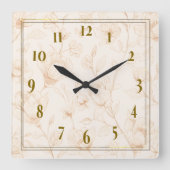 Horloge Carrée Minimalist Neutral Wildflower Wall Clock (Recto)