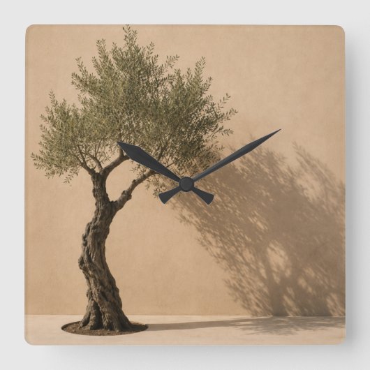 Horloge Carrée Minimalist Olive Tree Wall Clock (Recto)