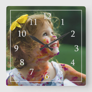 Horloge Carrée Minimaliste Moderne Une Grande Photo Personnalisée