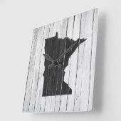Horloge Carrée Minnesota Rustic Black and White Wood Panel Farm (Angle)