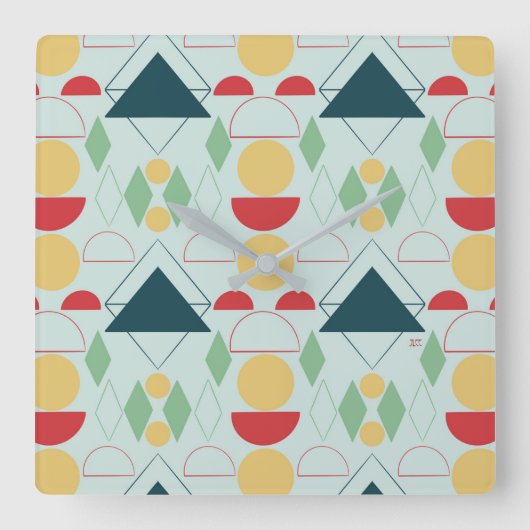 Horloge Carrée Mint géométrique moyenne du siècle (Recto)
