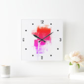 Horloge Carrée Minuscule purple pink red abstract (Maison)