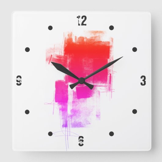 Horloge Carrée Minuscule purple pink red abstract (Recto)