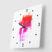 Horloge Carrée Minuscule purple pink red abstract (Angle)