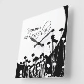 Horloge Carrée Miracle de récupération, noir et blanc (Angle)