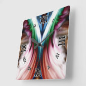 Horloge Carrée Miroir à neige dorée arc-en-ciel (Angle)