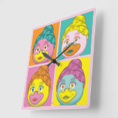 Horloge Carrée Mme Birdy Pop Art (Angle)