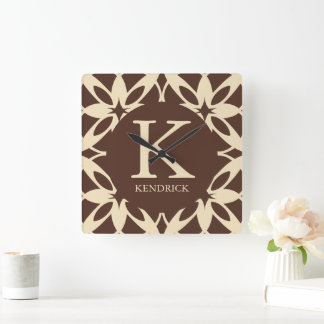 Horloge Carrée Mocha Mousse Géométrique chaleureuse