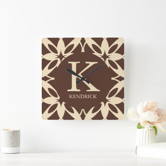Horloge Carrée Mocha Mousse Géométrique chaleureuse (Maison)