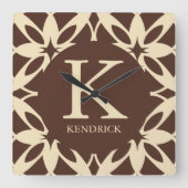 Horloge Carrée Mocha Mousse Géométrique chaleureuse (Recto)