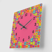 Horloge Carrée Mod Fleur Power (Angle)