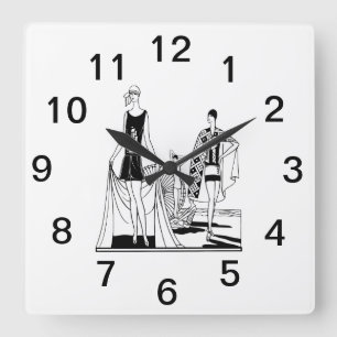 Horloge Carrée Mode Art Déco Vintage Dames sur la Plage