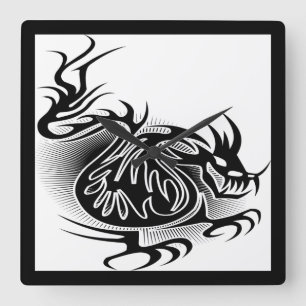 Horloge Carrée Modèle de tatouage dragon