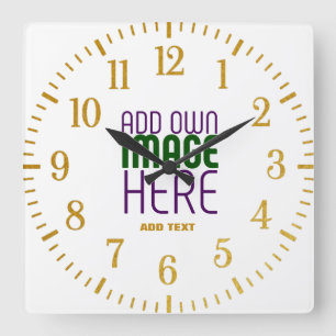 HORLOGE CARRÉE MODÈLE DE TEXTE D'IMAGE BLANCHE SIMPLE MODERNE