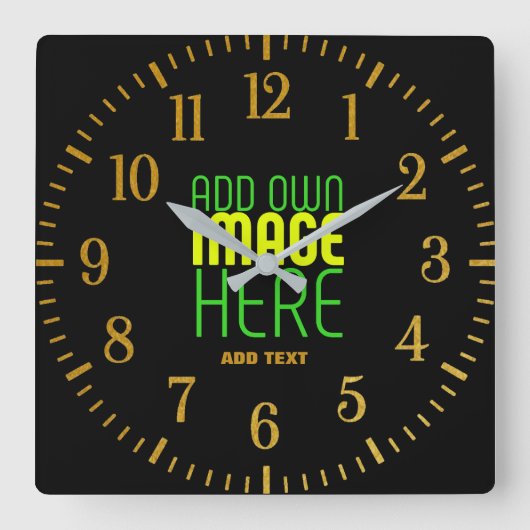 HORLOGE CARRÉE MODÈLE DE TEXTE D'IMAGE NOIRE SIMPLE ET MODERNE (Recto)