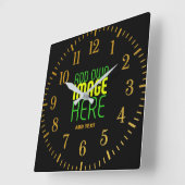 HORLOGE CARRÉE MODÈLE DE TEXTE D'IMAGE NOIRE SIMPLE ET MODERNE (Angle)