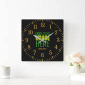 HORLOGE CARRÉE MODÈLE DE TEXTE D'IMAGE NOIRE SIMPLE ET MODERNE (Maison)