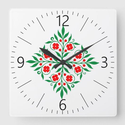 Horloge Carrée Modèle floral (Recto)