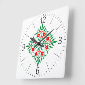 Horloge Carrée Modèle floral (Angle)