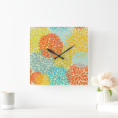 Horloge Carrée Modèle floral 3 (Maison)