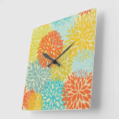 Horloge Carrée Modèle floral 3 (Angle)