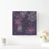 Horloge Carrée Modèle floral 4 (Maison)