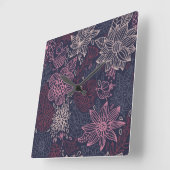 Horloge Carrée Modèle floral 4 (Angle)