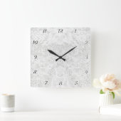 Horloge Carrée Modèle - White Lace Background (Maison)