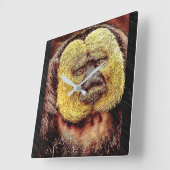 Horloge Carrée Modèles Primate : Singe Saki à visage blanc (Angle)