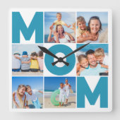 Horloge Carrée Modern 6 Photo Collage pour Maman - Cadeau personn (Recto)