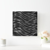 Horloge Carrée Modern Abstract Black Waves Wall Clock – (Maison)