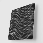 Horloge Carrée Modern Abstract Black Waves Wall Clock – (Angle)