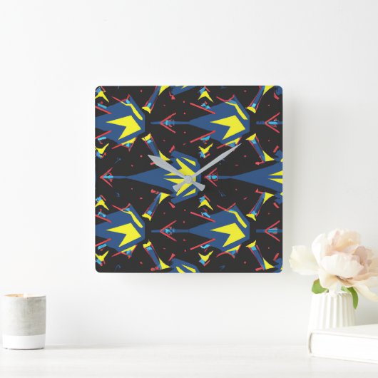 Horloge Carrée Modern abstract geometric digital pattern 57 (Maison)